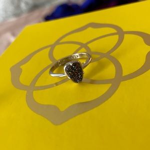 Kendra Scott Black Rainbow Druzy Ring with Silver